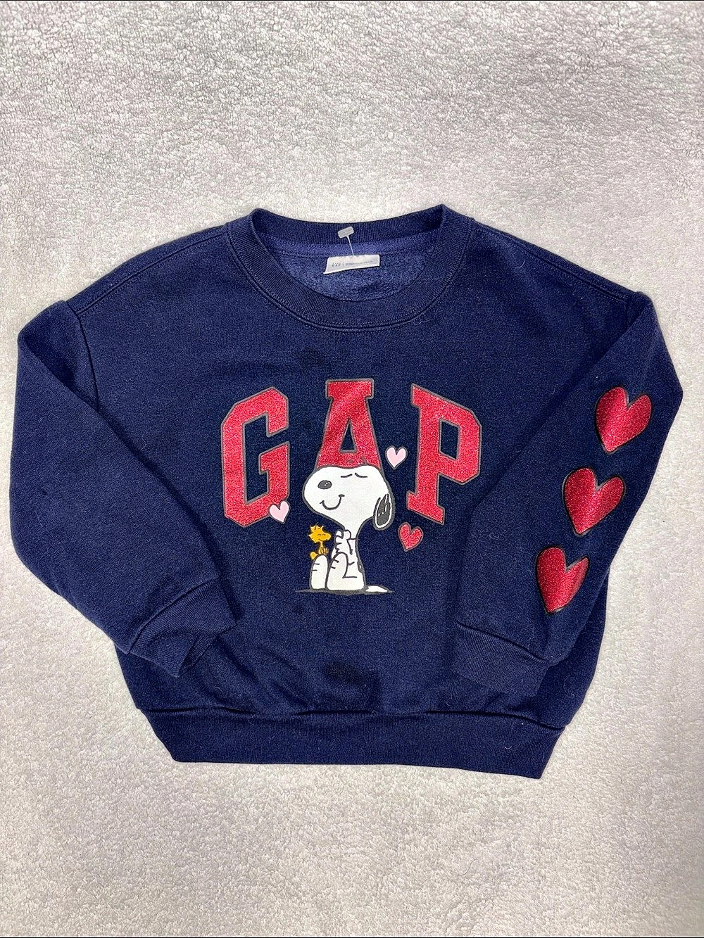 GAP x Peanuts Snoopy Valentine Sweatshirt Blue Girls 3T